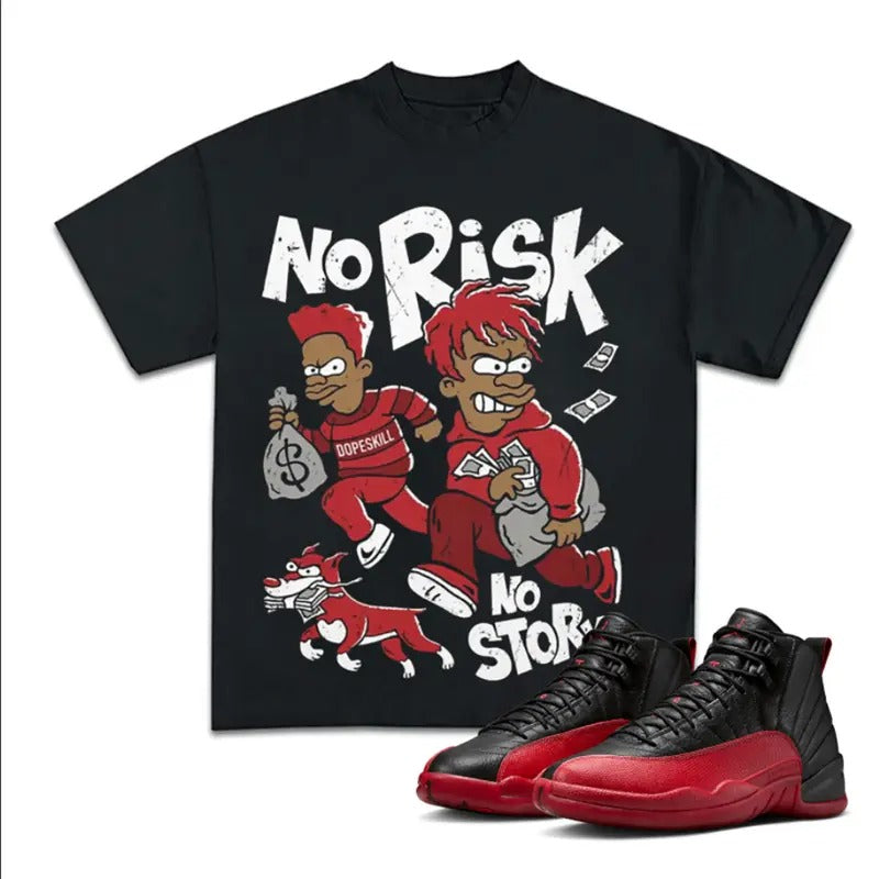 No Risk No Story Match 12 Retro Flu Game Outfits, Y2K, Hip Hop Inspired Graphic Tee, Cotton T-shirt Fitted for Streetwear...