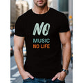 No music without life printed T-shirt, men's T-shirt, summer casual T-shirt Made in USA Hoodie, Sweatshirt | GrindPrints.com