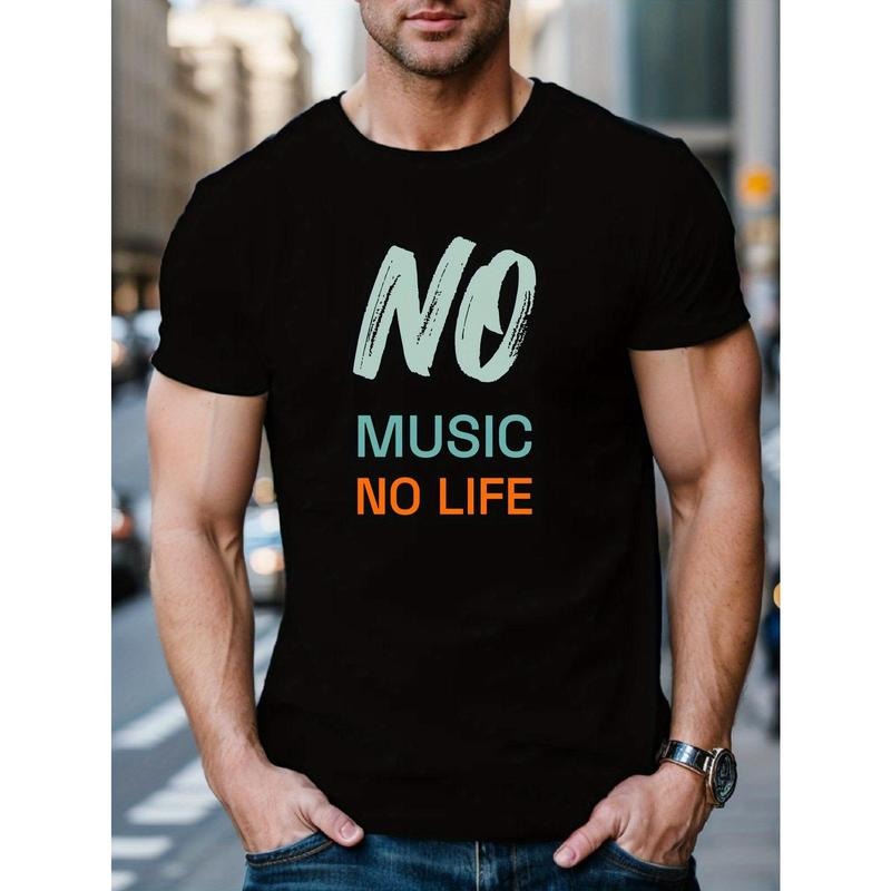 No music without life printed T-shirt, men's T-shirt, summer casual T-shirt Made in USA Hoodie, Sweatshirt | GrindPrints.com