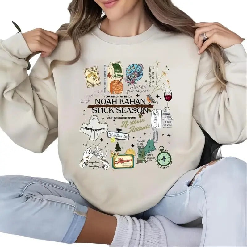 Noah Kahan Stick Season Shirt - Retro Cute Sweatshirt, T-Shirt, Women's Shirt - Womenswear Hoodie | GrindPrints.com