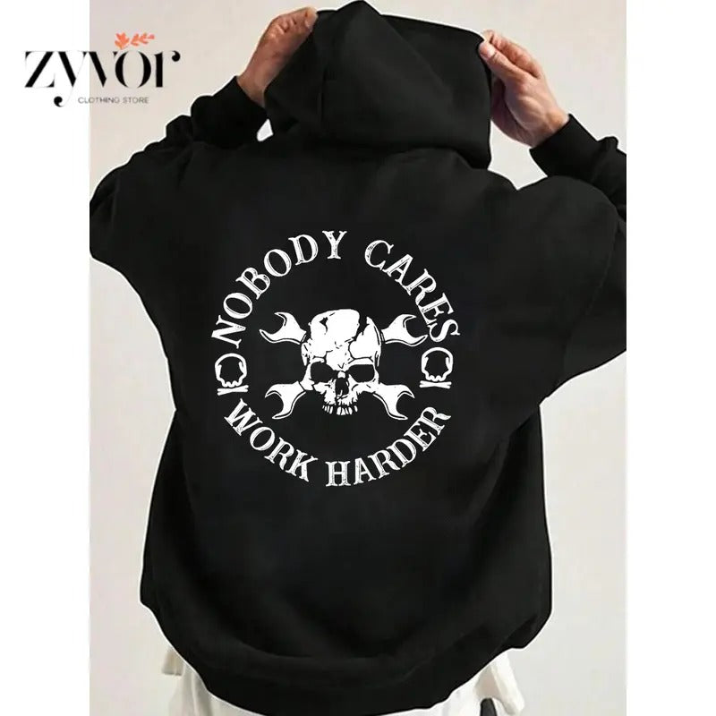 Nobody Cares Work Harder Hoodie Casual Street Style Fleece Fabric Pullover Hooded Sweatshirt for Women for Men T-Shirts
