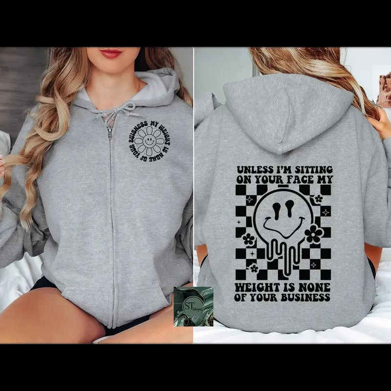 None of your business Zip Hoodie Black or Sport Grey T-Shirts, Sweatshirt | GrindPrints.com