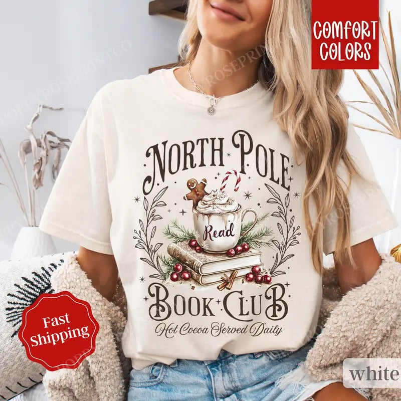 North Pole Book Club Shirt Shirt Book Lover T-Shirts, Hoodie, Sweatshirt