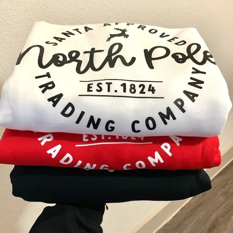 North Pole Festive Cozy Unique Xmas Vinyl Print Winter T-Shirts, Hoodie, Sweatshirt
