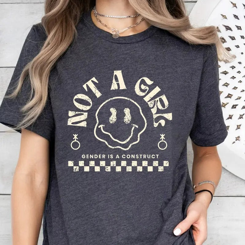 Not A Girl Shirt, Non Binary Shirt, Enby Shirt, Gender Is A Construct Shirt, Nonbinary Pride, Retro Tomboy Queer Shirt,...