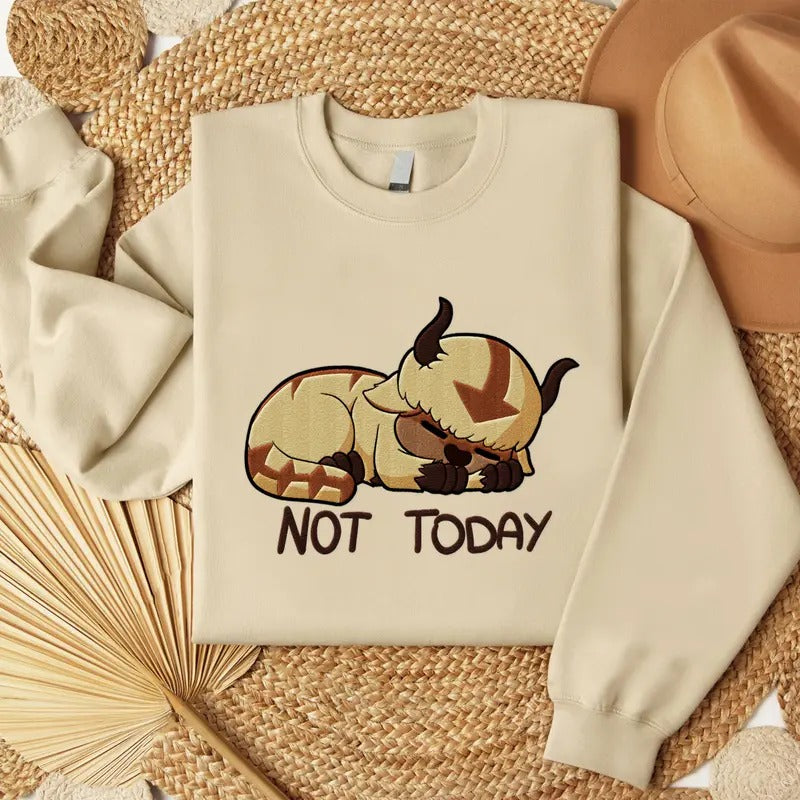 Not Today Appa Embroidered Sweatshirt, Not Today Embroidered T-Shirt, Lover Appa Embroidered Tee Hoodie | GrindPrints.com
