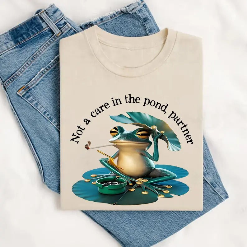 Not a care in the pond partner T-shirt,  meme shirt, funny meme tee, silly shirt Hoodie, Sweatshirt | GrindPrints.com