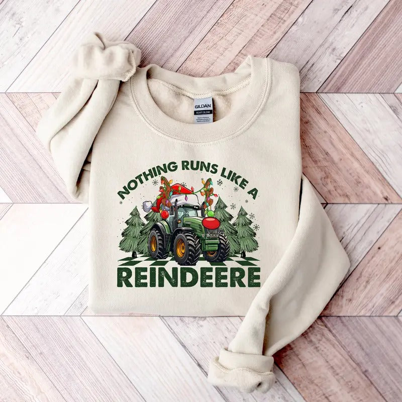 Nothing Runs Like A Reindeer, Christmas Sweatshirt, Merry Xmas Sweatshirt, Xmas Sweater, Skeleton Sweatshirt, Christmas...