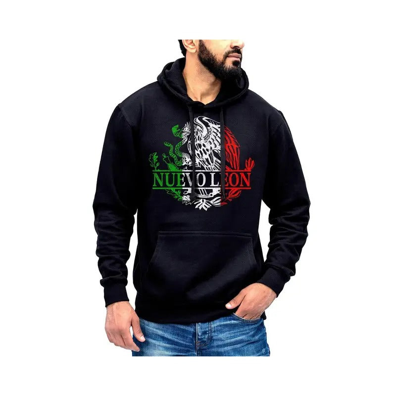 Nuevo Leon Mexico Eagle Emblem Hoodie Sweatshirt Cotton Fabric T-Shirts | GrindPrints.com