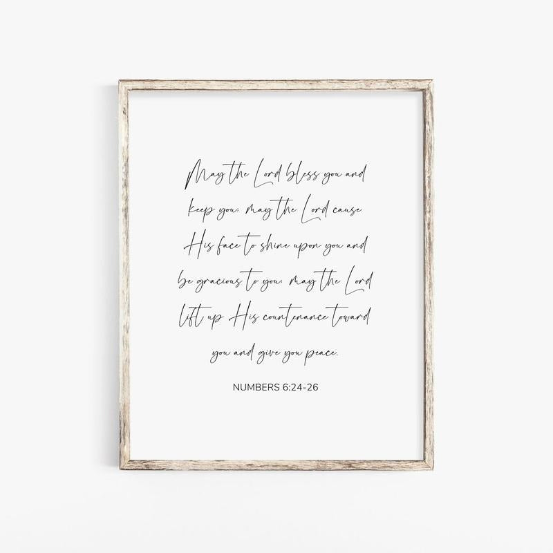 Numbers 6:24 26 Poster, May The Lord Bless You And Keep You Bible Verse Wall Art, Scripture Christian Wall Decor, Gifts...