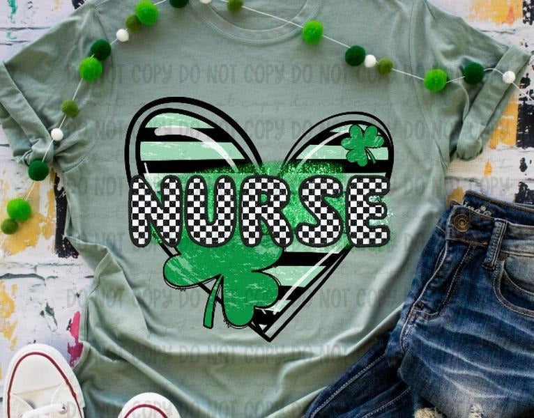 Nurse Clover Heart DTF Transfers - THIS IS NOT A SHIRT Hoodie, Sweatshirt | GrindPrints.com