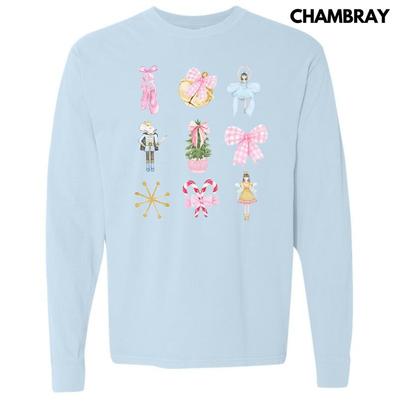 Nutcracker Ballet Bow Collage Long Sleeve Comfort Colors T-Shirt 'NLB' Hoodie, Sweatshirt | GrindPrints.com