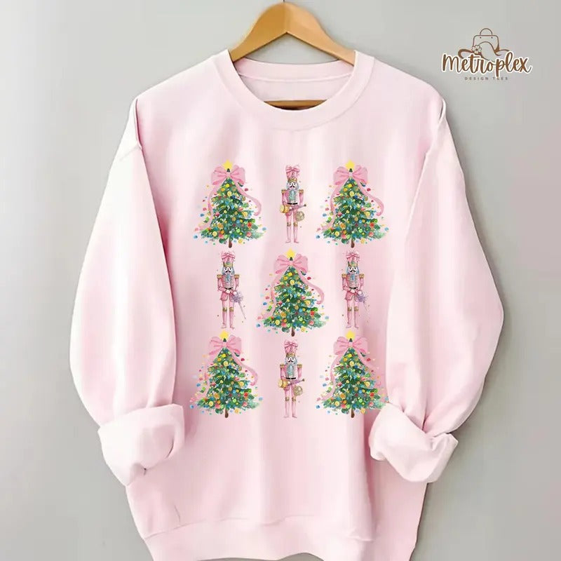 Nutcracker Coquette Sweatshirt, Christmas Balletcore Loose Fit Shirt - Fabric, Pullover Hoodie | GrindPrints.com