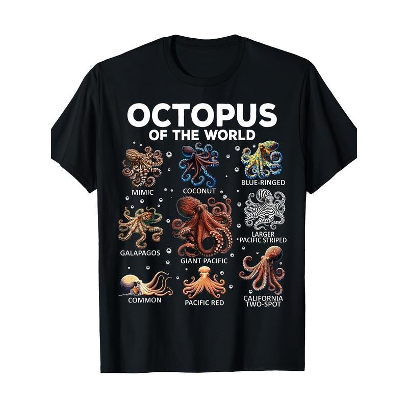 Octopus Animals Of The World Kawaii Funny Octopus T-Shirt Made in USA Hoodie, Sweatshirt | GrindPrints.com