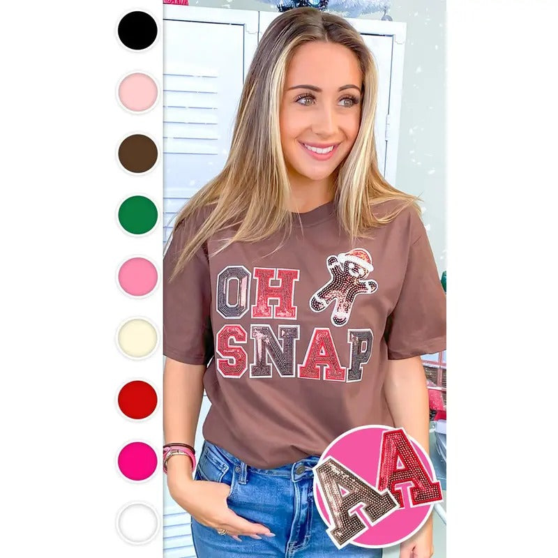 Oh Snap Fun Sequin Christmas Graphic T-Shirt Hoodie, Sweatshirt | GrindPrints.com