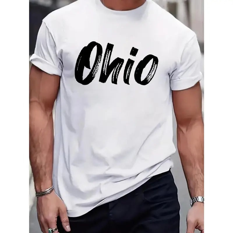 Ohio Print Tee Shirt, Tees For Men, Casual Short Sleeve T-shirt For Summer Made in USA Hoodie, Sweatshirt | GrindPrints.com