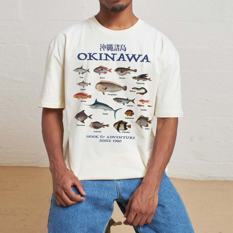 Okinawa Ocean Fish T-Shirt, Aesthetic Shirt, Ocean Shirt, Japan Shirt, Vintage Shirt, Japanese beach, 2000s, Cute shirt,...