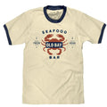 Old  Bay Seafood Bar Lobster Logo Ringer T-Shirt - Beige and Navy Hoodie, Sweatshirt | GrindPrints.com