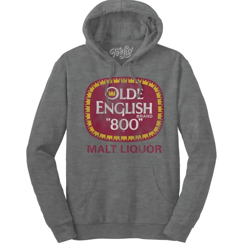 Olde English 800 Malt Liquor Hooded Sweatshirt - Oxford Gray T-Shirts, Hoodie | GrindPrints.com