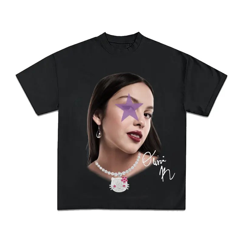 Oliviia Liv Kitty Pop Star Signature T-Shirt Graphic Tee Casual Cotton Streetwear Hoodie, Sweatshirt | GrindPrints.com