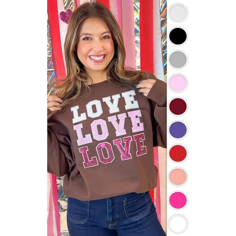 Ombre Sequin Love Valentines Graphic Sweatshirt T-Shirts, Hoodie | GrindPrints.com