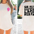 On My Husband's Last Nerve Shirt, Funny Smile Face Wifey Tee, Engagement Gift For Bride, Trendy Wife T-shirt,...