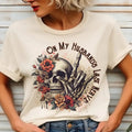 On My Husbands Last Nerve Rose Skull Tee On My Husbands Last Nerve Tshirt Flower Skull On MY Husbands Last Nerve...
