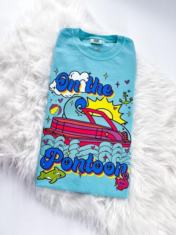 On the Pontoon Retro Boat Summer Tshirt in Multiple colors Comfy Unisex T-Shirt Oversized Womenswear Hoodie, Sweatshirt