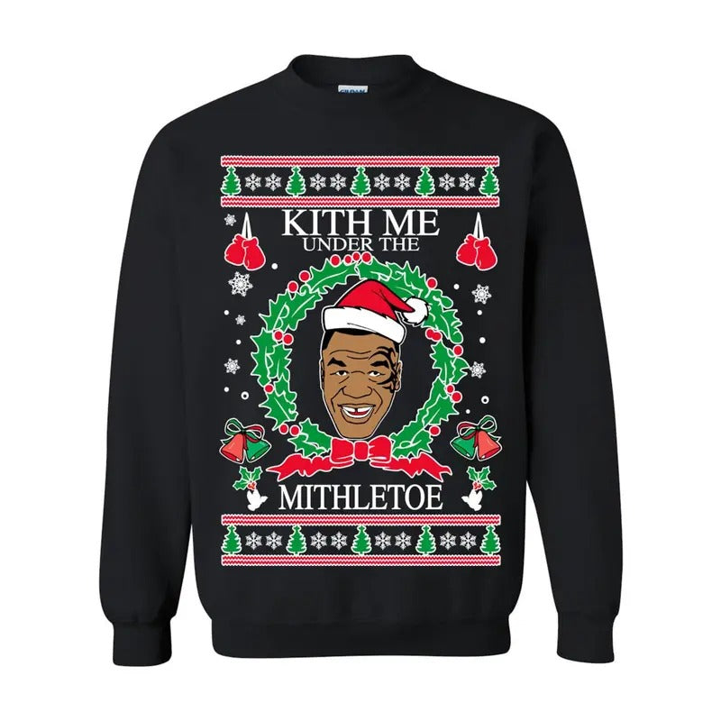 OnCoast Mike Tyson Kith Me Under The Mithletoe Ugly Christmas Sweater | Funny Christmas Sweater | Holiday Sweater...