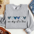 One Day at a Time Sweatshirt, Hearts Crewneck, Recovery Gift for Her, Encouragement Shirt, Inspirational Quotes Tshirt,...