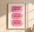 One Life Ticket Print, Make It Count Trendy Pink Red Poster Art, Live Your Dream Preppy Decor, Dorm Room Positive, Poster...