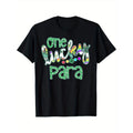One Lucky Paraprofessional St. Patrick's Day T-Shirt for Men & Women – Black Cotton Tee with Colorful Glittery Print,...