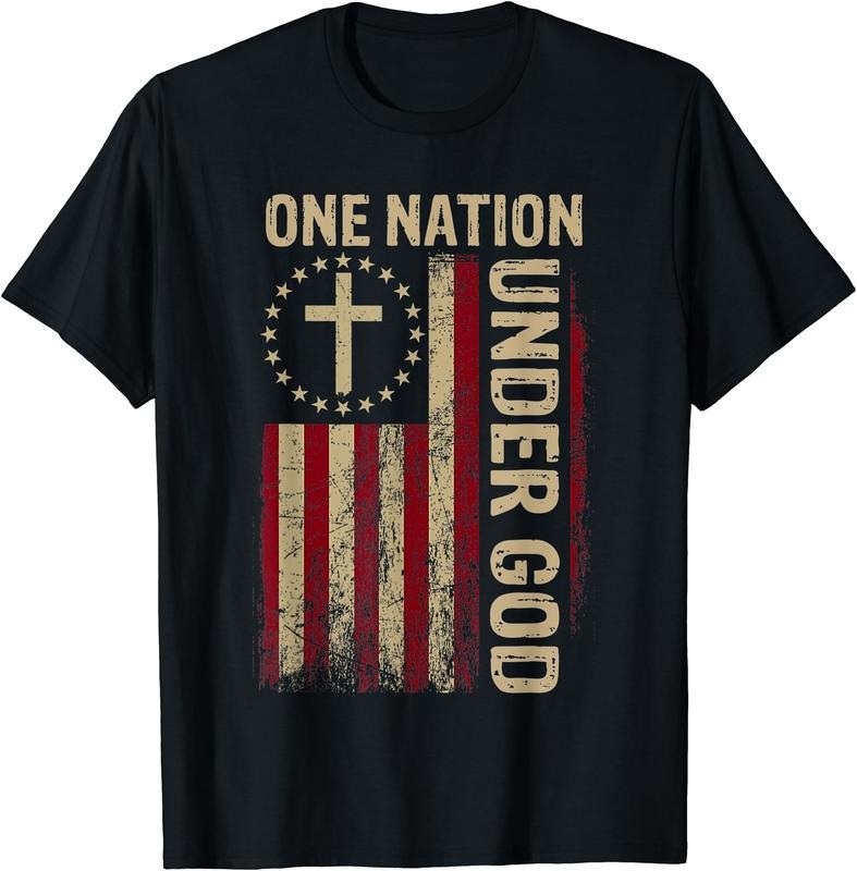 One Nation Under God Flag 4th Of July Patriotic Christian T-Shirt Hoodie, Sweatshirt | GrindPrints.com