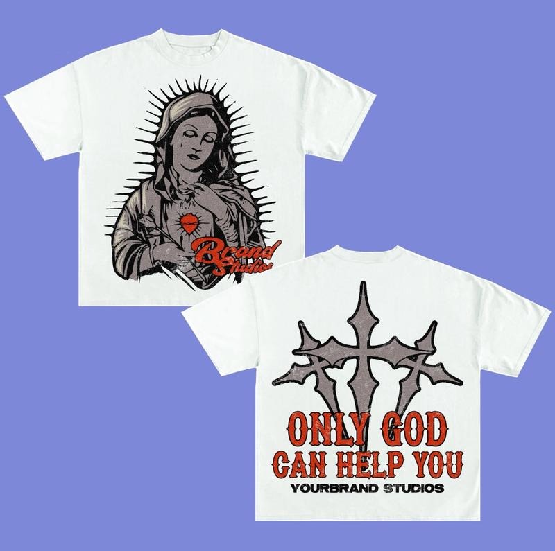 Only God Can Help You Y2k TShirt Style Hip Hop Streetwear Rap Tee, Cotton Tee Menswear Hoodie, Sweatshirt | GrindPrints.com