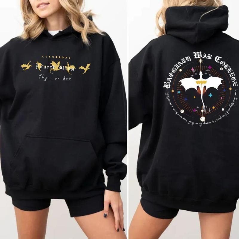 Onyx Storm Brave The Dark Hoodie, Fly Or Die Fourth Wing Series Two Side Shirt, Dragon Rider Sweater, Unisex Sweater...