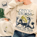 Onyx Storm Brave the Dark Sweatshirt, Fourth Wing Series Sweatshirt, Dragon Rider Sweatshirt, Basgiath War College...