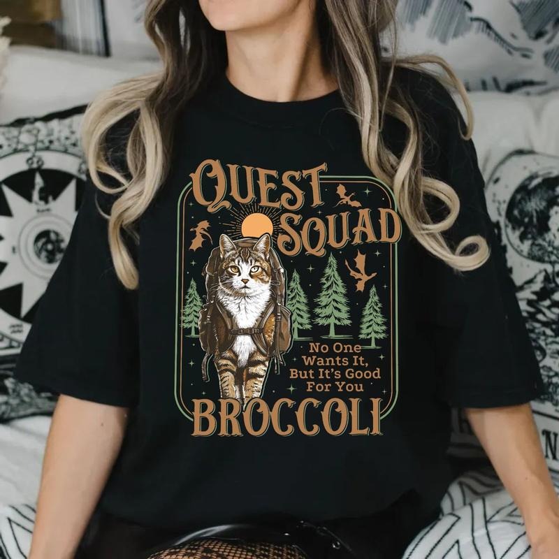 Onyx Storm Shirt Quest Squad Broccoli Tee Fourth Wing Merch Xaden Riorson Clothes Violet Bookish Top Romantasy Fan Ridoc...