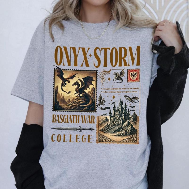 Onyx Storm T-Shirt, Fourth Wing Series Shirt , Dragon Rider, Bookish Tee Gift For Book Lover, Fantasy Book Tairn Andarna...