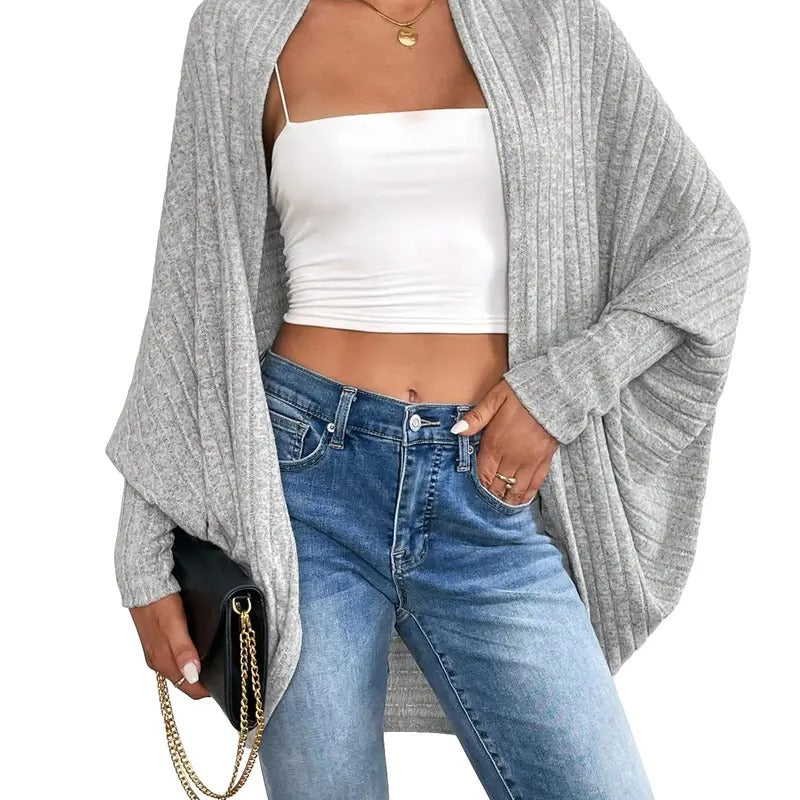 Open Front Long Sleeve Asymmetrical Hem Cardigan Rib Knit Sweater T-Shirts, Hoodie, Sweatshirt | GrindPrints.com
