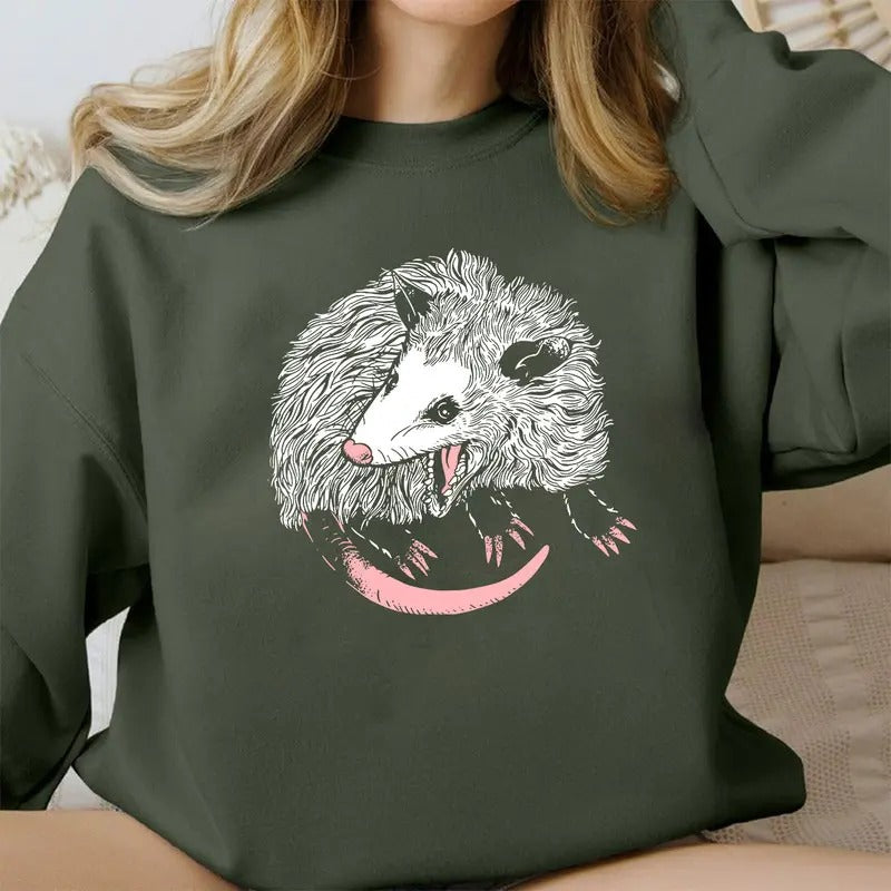 Opossum Sweatshirt, Opossum Lover Shirt, Cute Sweatshirt, Fall Oversized Hoodies | GrindPrints.com
