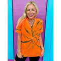 Orange & Black Twist V-Neck Tie-Dye Tee - Blank Hoodie, Sweatshirt | GrindPrints.com