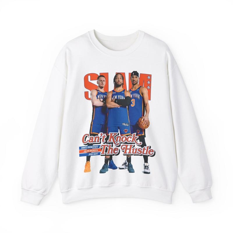 Orange Knicks Stars Trio Sweatshirt, Jal.En Brun.Son, Jo.Sh Ha.Rt, And Don.Te Divin.Cenzo Slam Cover Sweatshirt,...