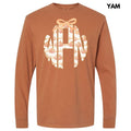 Orange Pumpkin Monogram Long Sleeve Comfort Colors T-Shirt 'NLB' Hoodie, Sweatshirt | GrindPrints.com
