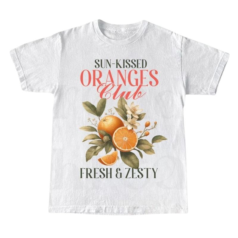 Orange Shirt Art Graphic Tee, Fruit Shirt Pastel Orange Shirt, Foodie Gift for Her Graphic Shirt, Aesthetic Fruit Shirt...