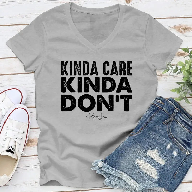 Kinda Care Kinda Don'T Proudly Printed USA Tank V Neck Gray White Blue Hot Pink Orange #Sassy #Cute #Blackprintstyle{N002}2 T-Shirts, Hoodie, Sweatshirt
