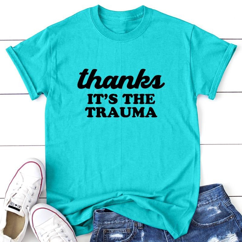It's The Trauma Apparel, Proudly Printed In The USA, Tee, Gray / White / Blue / Orange, #sassy #cute Hoodie, Sweatshirt