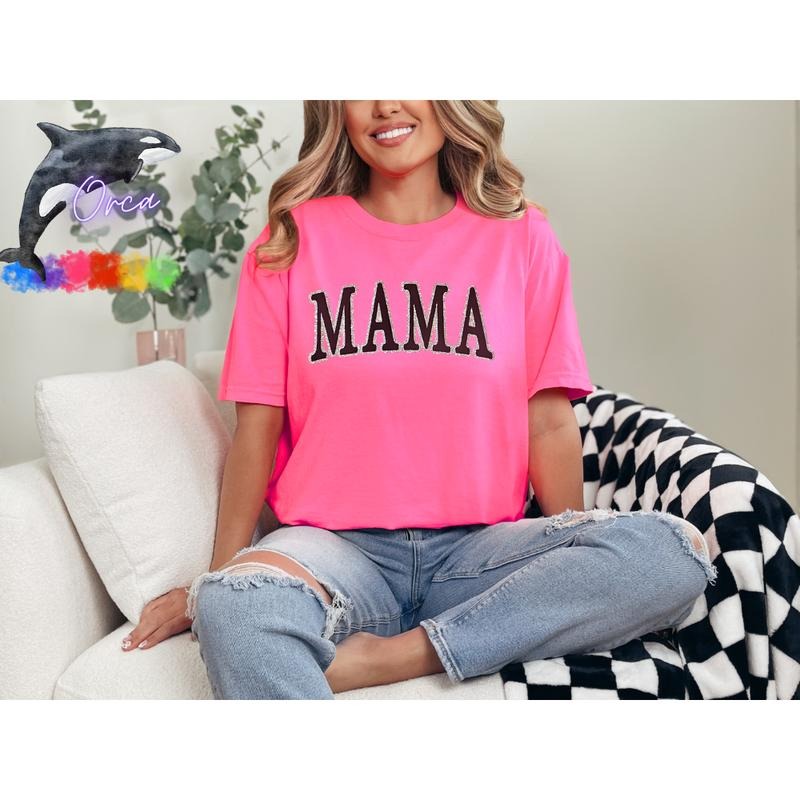Orca ~ "MAMA" Puff & Glitter Unisex T-shirts ~ Unisex ~ Comfort Colors  Womenswear Hoodie, Sweatshirt | GrindPrints.com