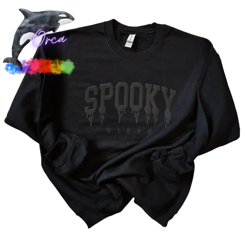 Orca ~ "SPOOKY" Puff Unisex Sweatshirts ~ Halloween ~ Pullover T-Shirts, Hoodie | GrindPrints.com