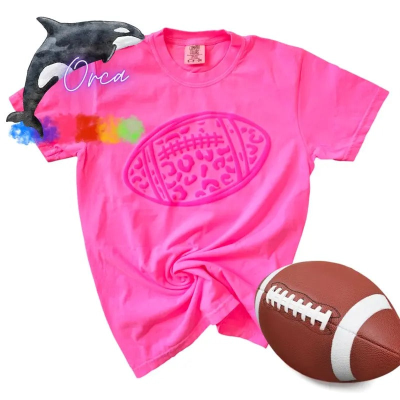 Orca ~ FOOTBALL Comfort Colors Unisex T-shirt with Puff ~ Small - 4XL Hoodie, Sweatshirt | GrindPrints.com