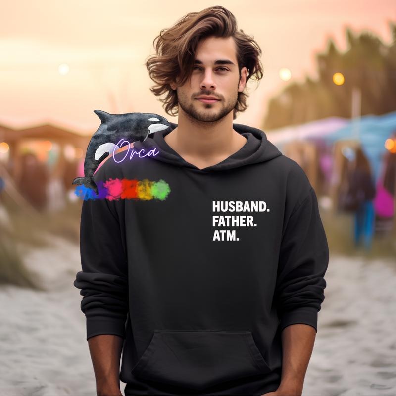 Orca ~ HUSBAND.FATHER.ATM. Unisex Comfort Colors T-shirt ~ Small